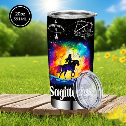 Insulated Tumbler 20oz Zodiac Sign 304 Stainless Steel with Lid, Straw and 12 Horoscope Options