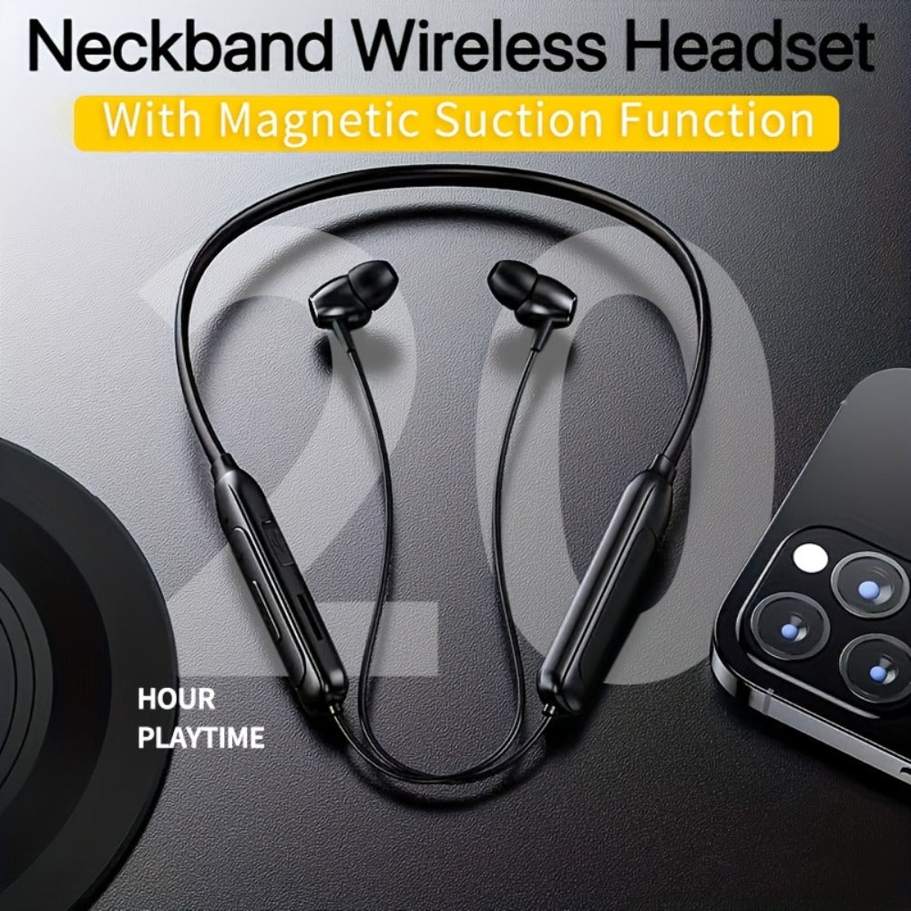 Neckband Magnetic Wireless Earbuds 20H Playtime 230mAh In-Ear Noise Canceling Sports for Bedside Audio, Alarms and Room Entertainment