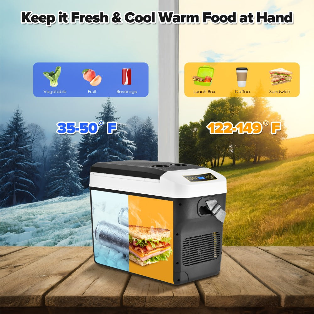 Portable Car Refrigerator Cooler & Warmer, 12V/24V DC & 120V AC Thermoelectric Fridge with Dual-Core Cooling