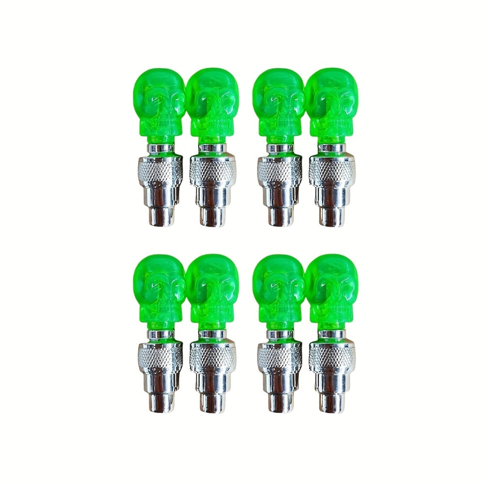 LED Tire Valve Stem Light Sets in 4-, 8- or 16-Piece Blue, Green, Red, Mixed and Skull-Top Configurations