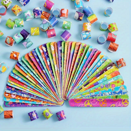 288 Pcs Slap Bracelets Party Favors Bulk Set, 36 Colorful Designs for Kids, Classroom Prizes, Goodie Bags