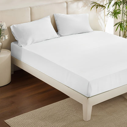 Bamboo Cooling Bed Sheet Set 3 Piece 100% Bamboo Fiber Fitted Sheet with Pillowcases – Deep Pocket Breathable Cool Sheets for Hot Sleepers