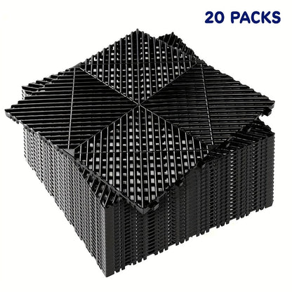 Interlocking Garage Floor Tiles 20-Pack – 16"x16" Drainage Floor Mat, Non-Slip PP Tiles for Garage, Car Wash