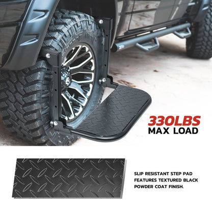 Folding Tire Step Heavy Duty 330 lbs Adjustable Universal Truck SUV RV – Fits 9–13" Tires 4 Height & Width Positions Slip-Resistant Rooftop
