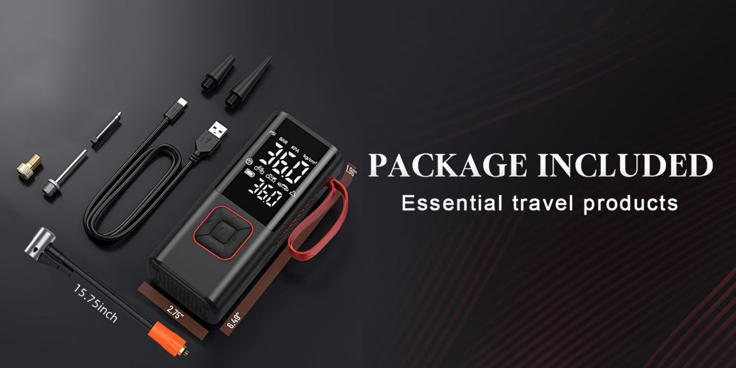 Portable Tire Inflator Air Compressor - 160 PSI 20000mAh Cordless Tire Pump 4X Faster with LED Light for Car