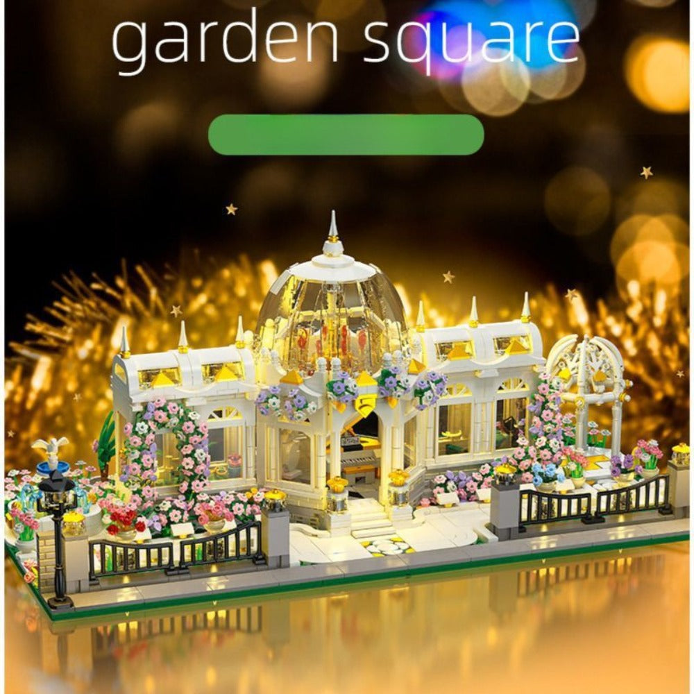 6700-Piece Garden Plaza Building Block Model in Boxed or Bagged Versions with Dome, Flowers and Fence