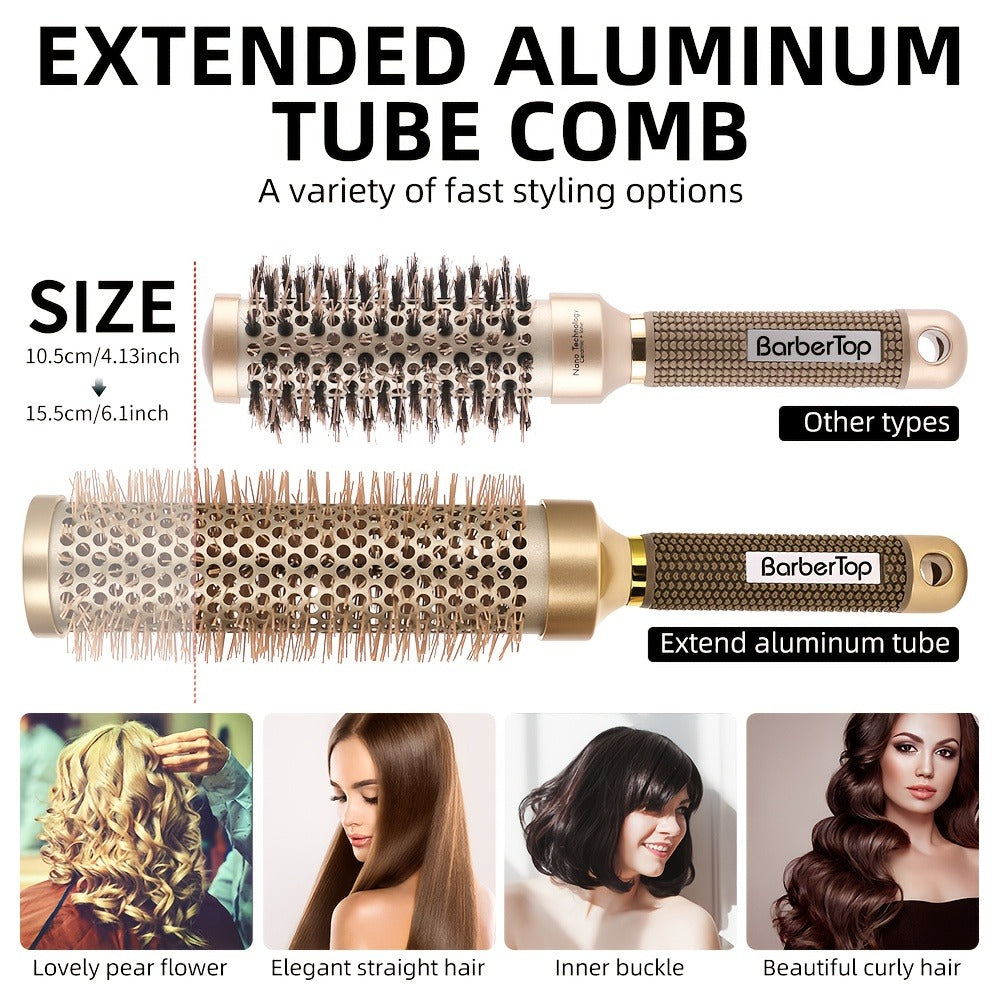 Round Hair Brush Nano Ceramic Ion, Heat Resistant Blowout Styling Roller Comb for Voluminous Bangs