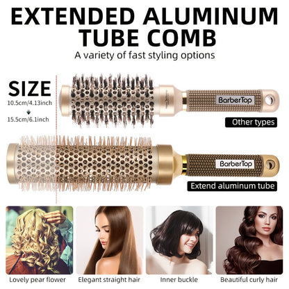 Round Hair Brush Nano Ceramic Ion, Heat Resistant Blowout Styling Roller Comb for Voluminous Bangs