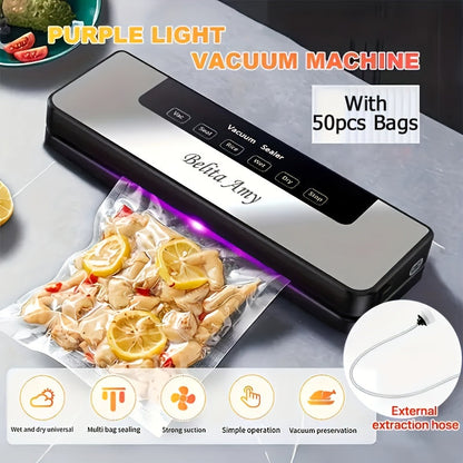 65KPa Countertop Vacuum Sealer with Dry and Moist Modes, External Hose, 50 Bags and 30cm Sealing Width