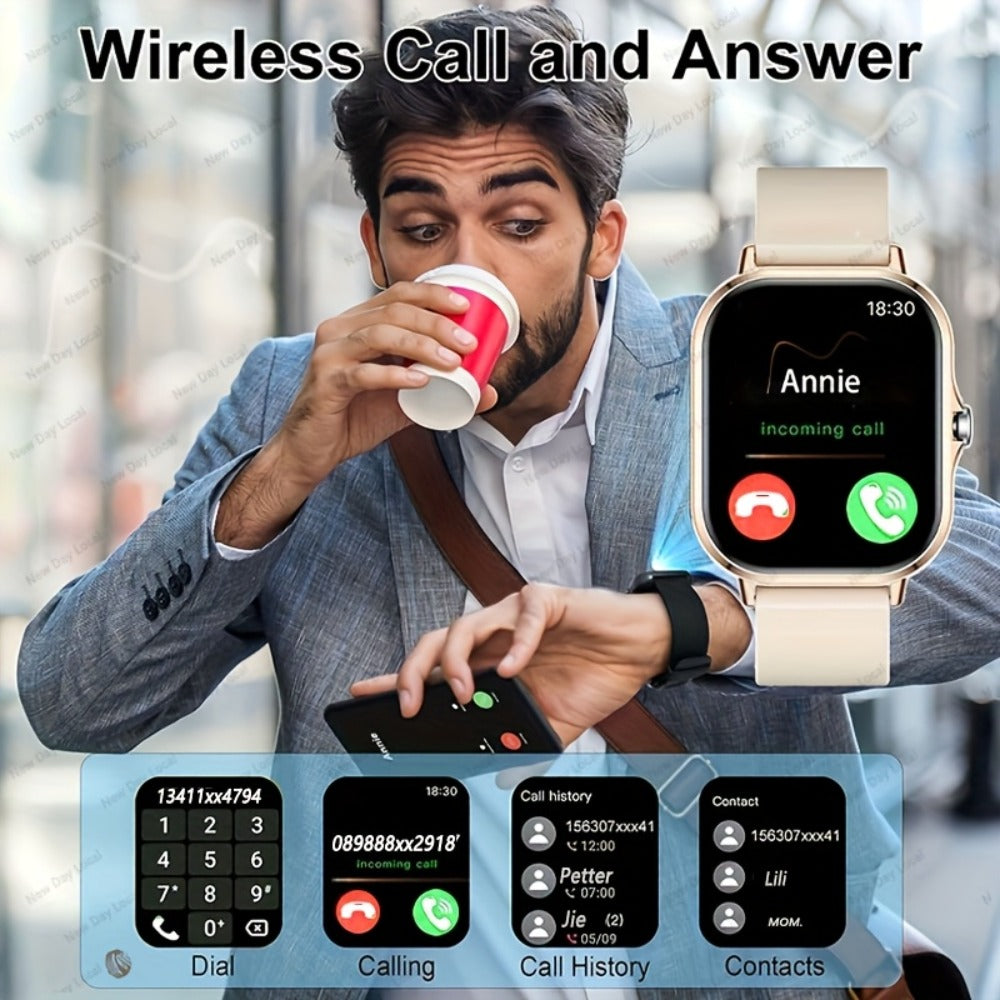Smart Watch 1.83-Inch Full Touch Display with Wireless Calling, 180mAh Battery and Three-Strap Set