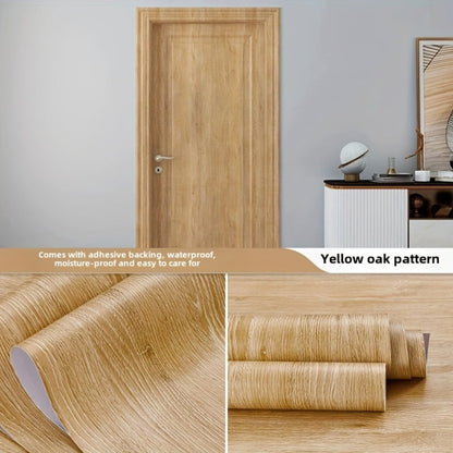 Wood Grain Floor Sticker Roll Peel & Stick Self-Adhesive Thickened Vinyl, Vintage DIY Flooring for Walls
