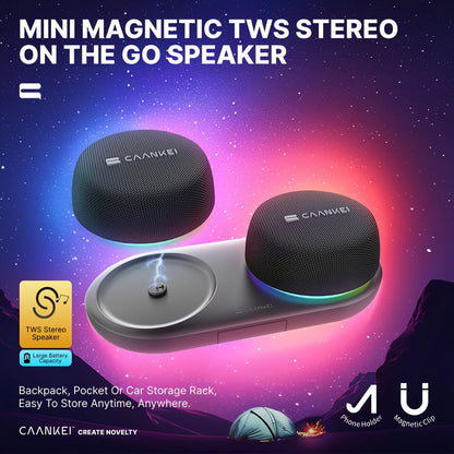 Portable Dual Speaker with Charging Base, Super Long Battery Life, Strong Bass Stereo Surround Sound