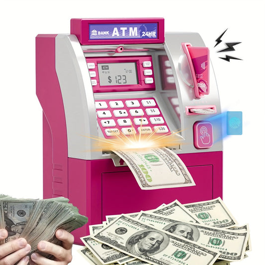 Electronic ATM Kids Piggy Bank with Password, Banknote & Coin Savings Bank for Boys Girls, Birthday Gift
