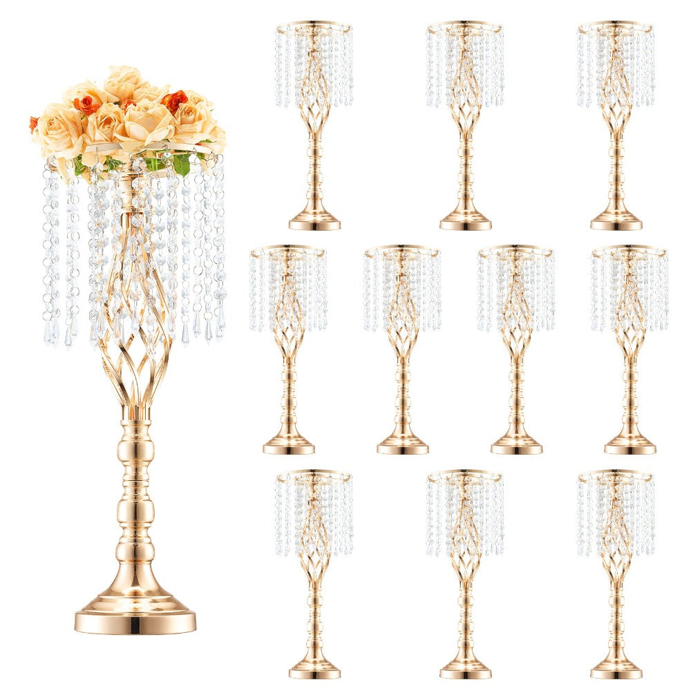 Wedding Flower Stand Vase Gold Crystal Centerpiece Tall Floral Stand for Party Table Decor for Entryways, Bedrooms and Living Spaces