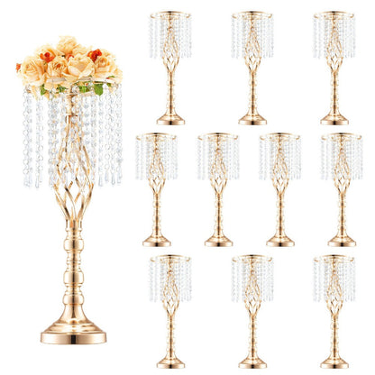 Wedding Flower Stand Vase Gold Crystal Centerpiece Tall Floral Stand for Party Table Decor for Entryways, Bedrooms and Living Spaces