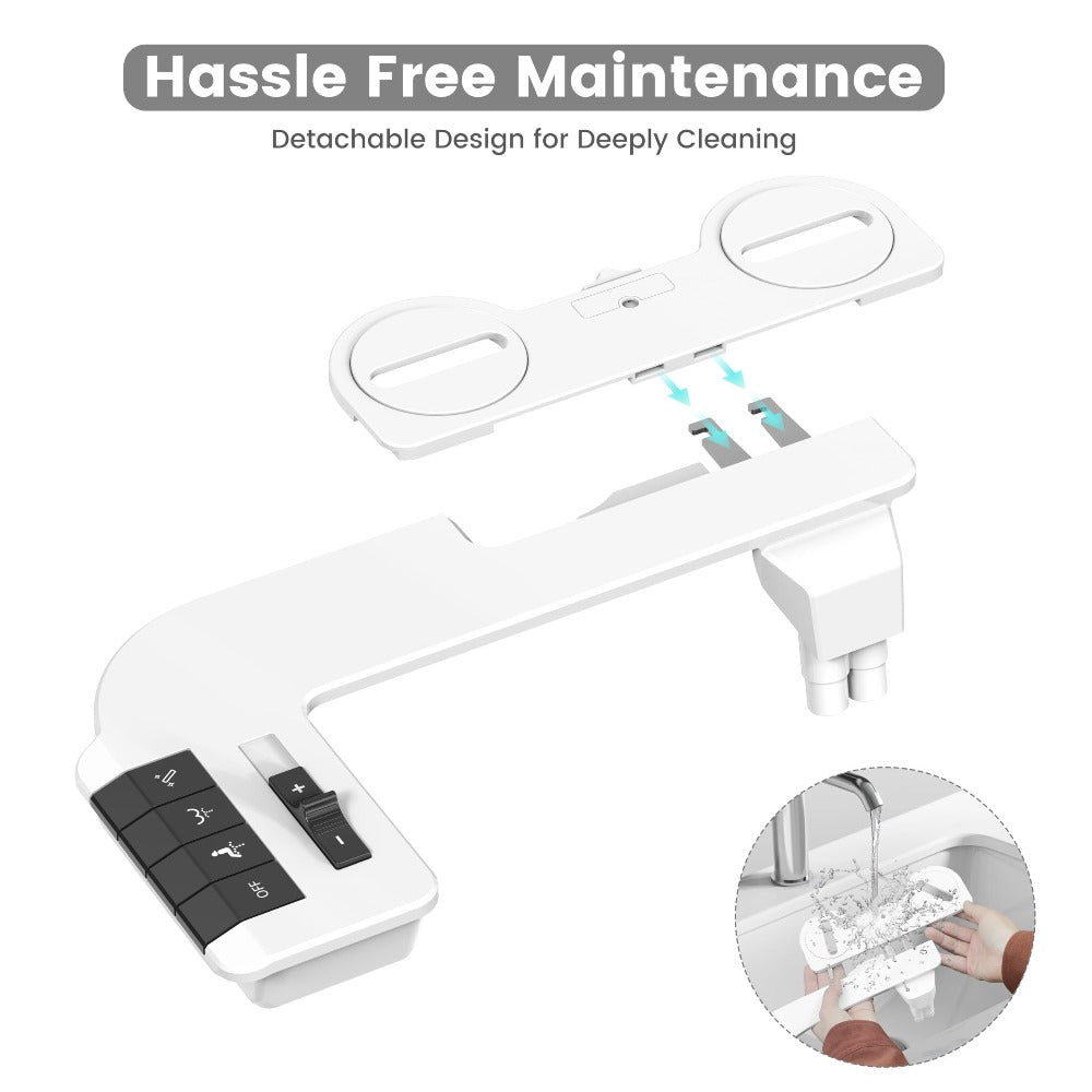 Bidet Attachment for Toilet – Dual Retractable Nozzle Non-Electric Self-Cleaning Fresh Water Bidet Sprayer