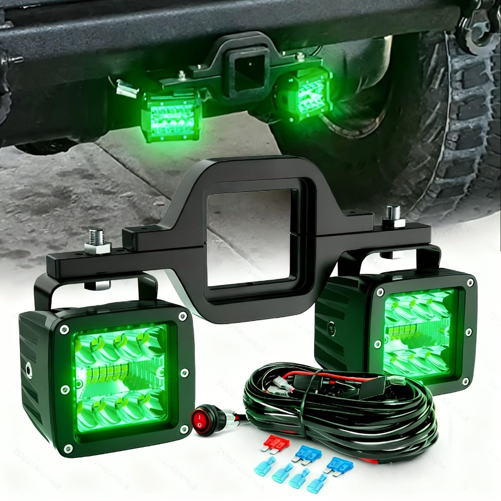 4-Inch LED Off-Road Spot Driving Lights 60W 1260LM Die-Cast Aluminum with Tow Hitch Bracket & 12ft Wiring Harness Kit for Trucks SUVs ATVs