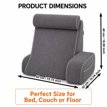 Reading Pillow for Adults Bed Rest Pillow with Arms 19 Inch Back Support Cushion Removable for Entryways, Bedrooms and Living Spaces