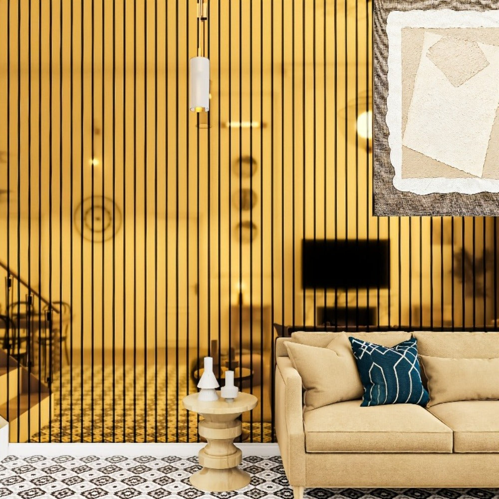 3D Mirror Slat Wall Panel Self-Adhesive Peel and Stick Gold Silver Metallic Grid Wall Sticker, for Entryways, Bedrooms and Living Spaces