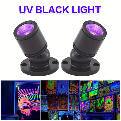 LED UV Blacklight USB Powered Mini Spotlight, Glow Party, Tapestry & UV Reactive Decoration with On/Off Switch