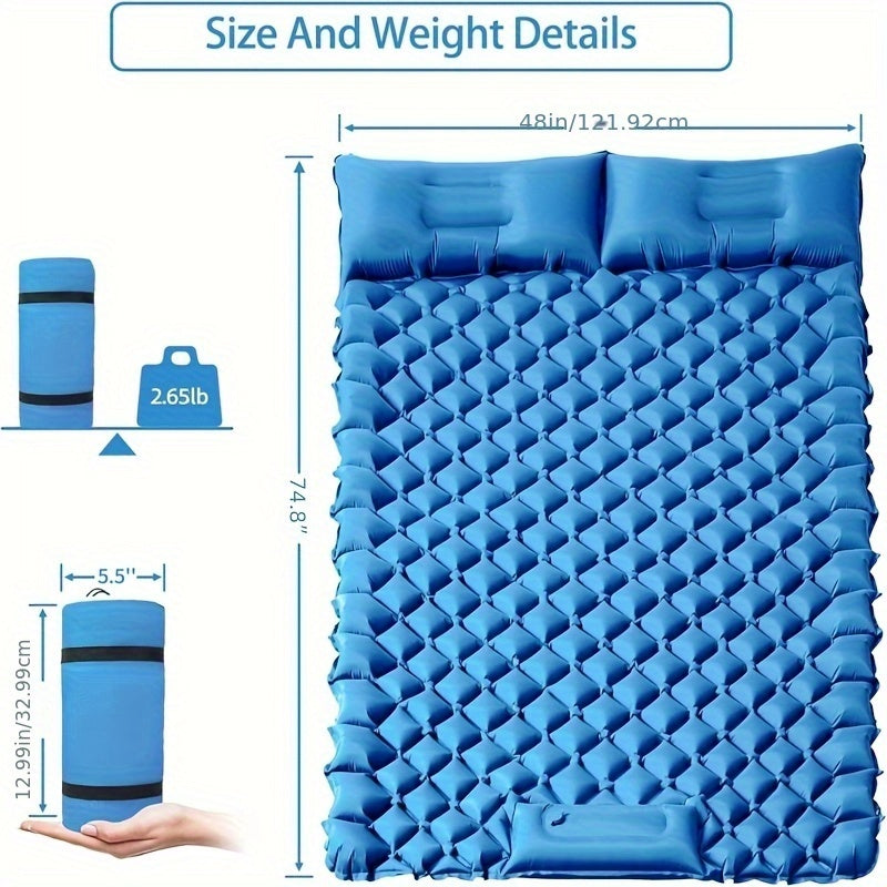 Camping Sleeping Pad Inflatable & Self-Inflating – Ultralight TPU Nylon Mat with Built-In Pump, Single & Double Size for Backpacking
