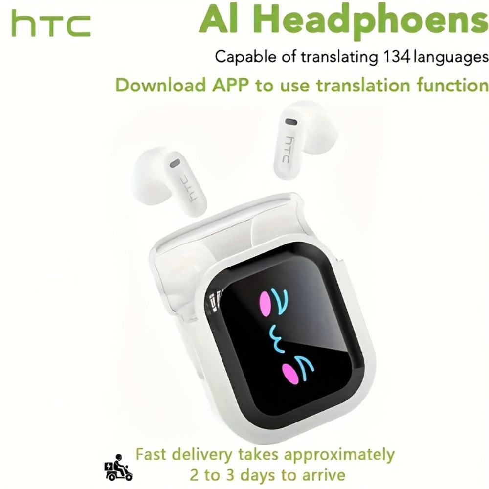 131 Language Real-Time Translation Wireless Headphones HTC NE20 TWS HiFi Sound Low for Bedside Audio, Alarms and Room Entertainment