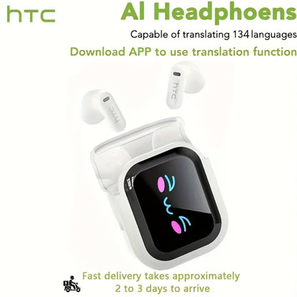 131 Language Real-Time Translation Wireless Headphones HTC NE20 TWS HiFi Sound Low for Bedside Audio, Alarms and Room Entertainment