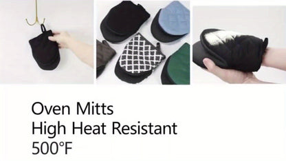 Oven Mitts 2 Pack Heat Resistant Kitchen Gloves – Multi-Ply Durable Cooking Baking Gloves Food for Grilling, Camping and Outdoor Meals