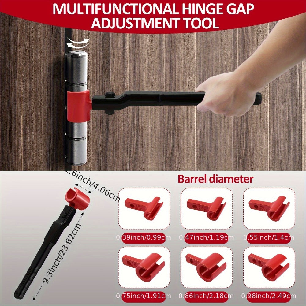 Door Hinge Adjustment Tool Kit 6-in-1 – Heavy Duty Steel Hinge Bender Wrench Set for Precise Door Gap Adjustment