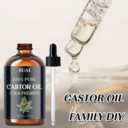 Castor Oil 100% Pure Cold Pressed 1.69oz – Hypoallergenic Multi-Use Oil for Hair Growth Eyebrow Eyelash Thickening Skin Moisturizing Nail