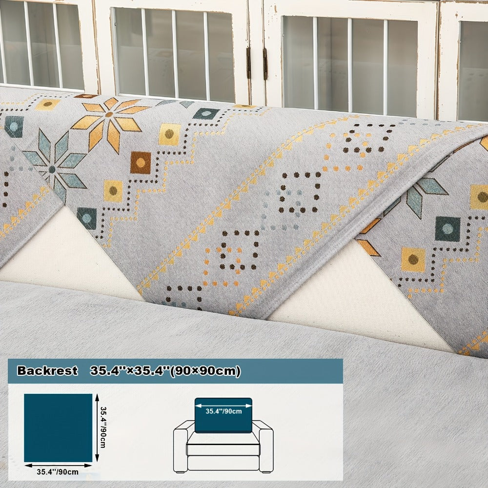 Sofa Cover Bohemian Border Panels for 2, 3 or 4-Seater Sofas and Backrest in Grey, White or Orange