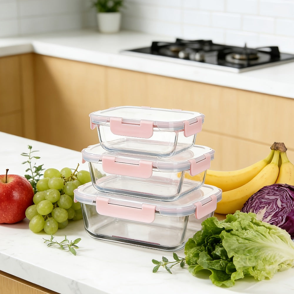 Glass Food Storage Containers with Airtight Lids – Borosilicate Glass Meal Prep Containers Set, Microwave Dishwasher Freezer Safe