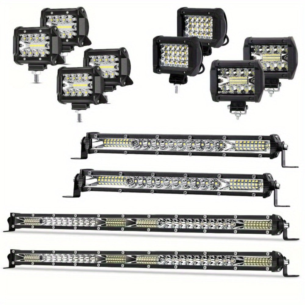 LED Work Light Bar Kit for Off-Road Truck Jeep SUV ATV UTV Tractor, 12-24V 2000-3000LM Combo 22in 10in + 4in Spot Flood Lights