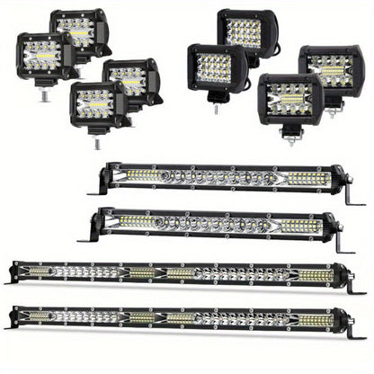 LED Work Light Bar Kit for Off-Road Truck Jeep SUV ATV UTV Tractor, 12-24V 2000-3000LM Combo 22in 10in + 4in Spot Flood Lights