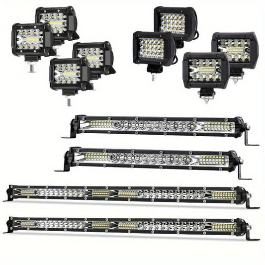 LED Work Light Bar Kit for Off-Road Truck Jeep SUV ATV UTV Tractor, 12-24V 2000-3000LM Combo 22in 10in + 4in Spot Flood Lights