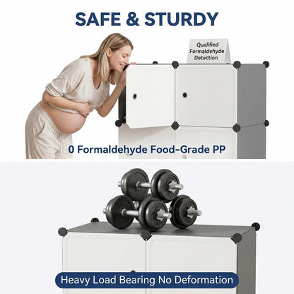 Storage Cabinet Modular Magnetic-Door Organizer with Three or Four Tiers and Two Capacity Options
