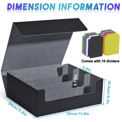 Trading Card Storage Box 1800+ Cards with 10 Dividers – Large Deck Case for Pokemon TCG, MTG Commander, Sports Cards – Multiple Colors