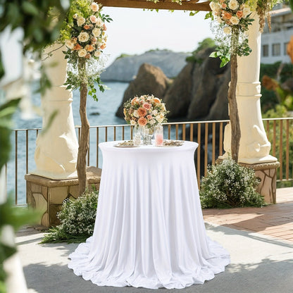 Spandex Cocktail Table Cover Round Stretch Tablecloth for Party Wedding Banquet – Elastic High Top Table Cloth Fitted Cover for Events