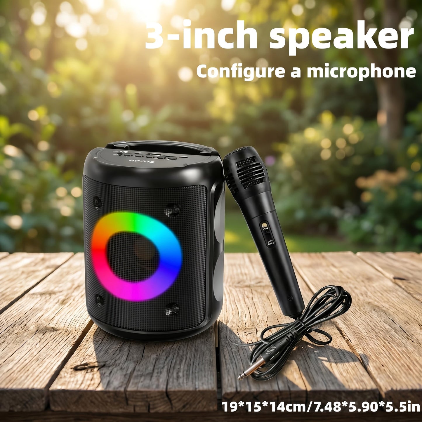 HY-3317 Party Speaker with Disco Lights & Microphone, Large Portable Subwoofer Outdoor Wireless Speaker