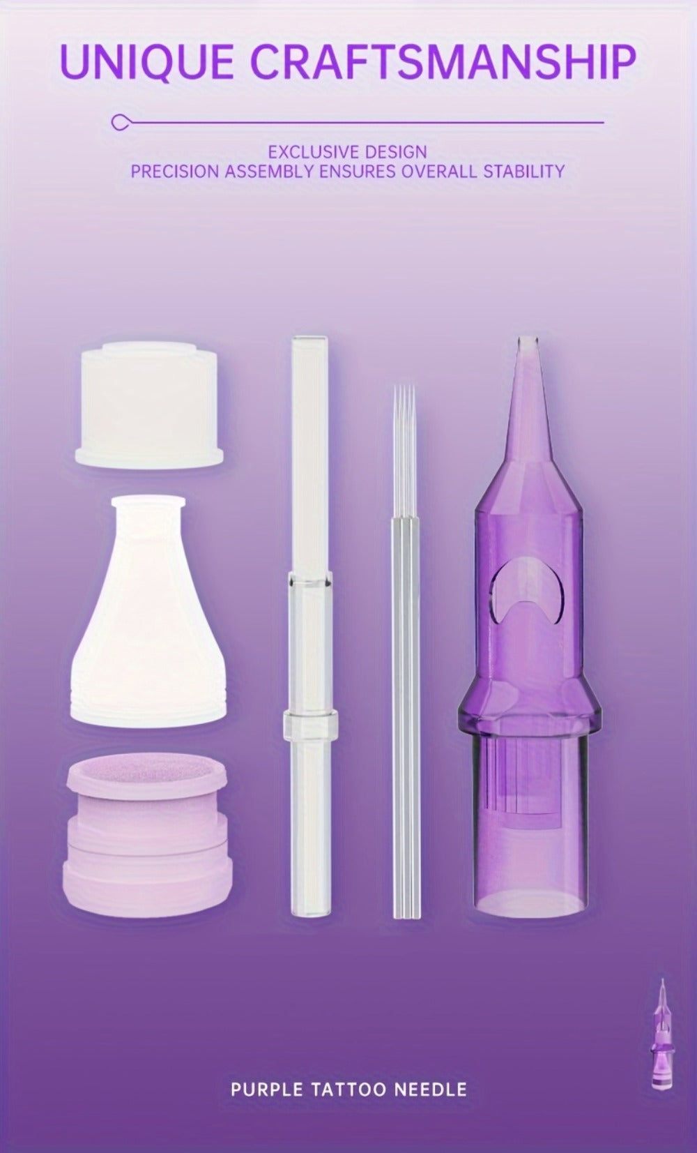 Tattoo Cartridge Needles 30 50pcs Purple RL RS RM M1 Mixed Sizes - Tuffking Disposable for Temporary Body Art, Festivals and Costumes