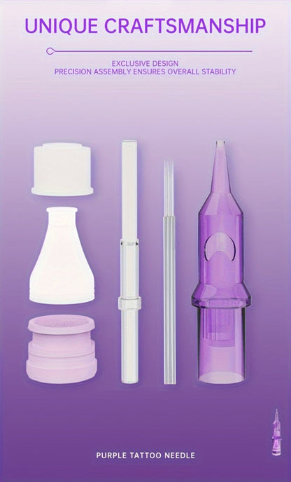 Tattoo Cartridge Needles 30 50pcs Purple RL RS RM M1 Mixed Sizes - Tuffking Disposable for Temporary Body Art, Festivals and Costumes