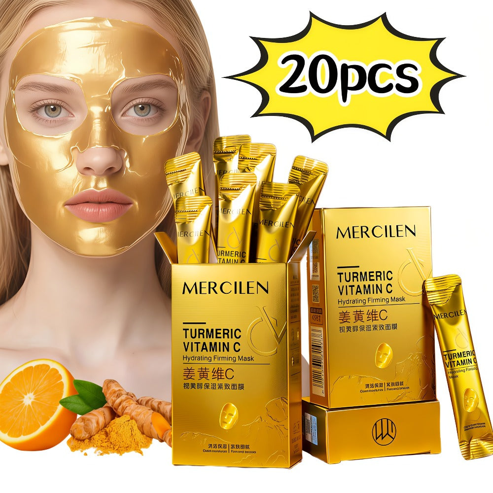 Turmeric Tear Off Facial Mask 20pcs - Deep Gel Face Mask, & Radiance Boosting, Non-Sticky Peel Off Mask for Daily Skin Care