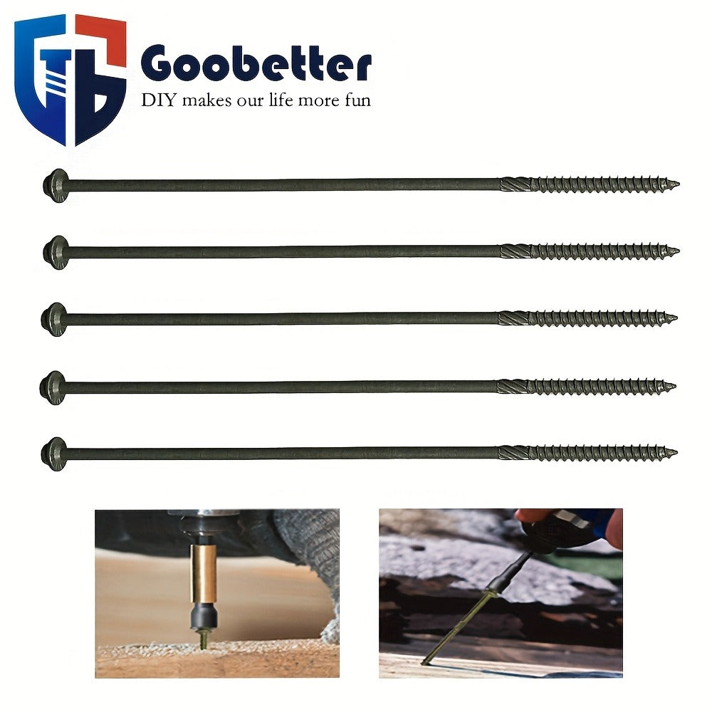 50pcs Heavy Duty Green Structural Wood Screws 14x10 Inch Carbon Steel Hex Head Partially Threaded Rust Resistant Exterior Timber Screws