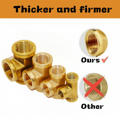 Brass Forged Pipe Tee Fittings NPT Female Threaded – 3-Way T-Shape Connector Couplings, for Home Plumbing Maintenance and Repair