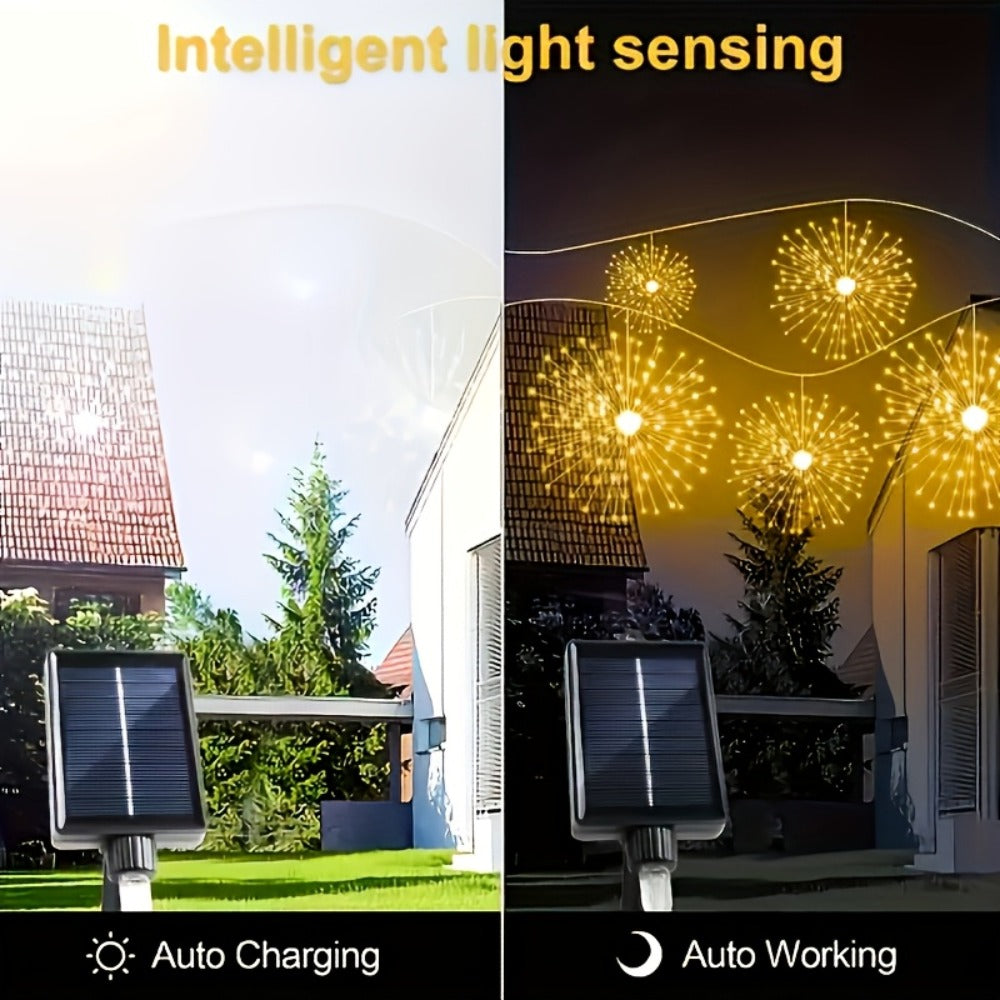 Solar Starburst Lantern Fairy Lights Outdoor 5 Pack 450 LED – Remote & Timer, 8 Modes, Adjustable Brightness