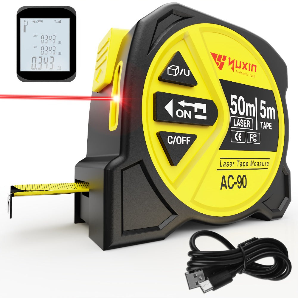 Laser Tape Measure 3-in-1 Digital Distance Meter 50M 165ft High Precision Infrared for Entryways, Bedrooms and Living Spaces