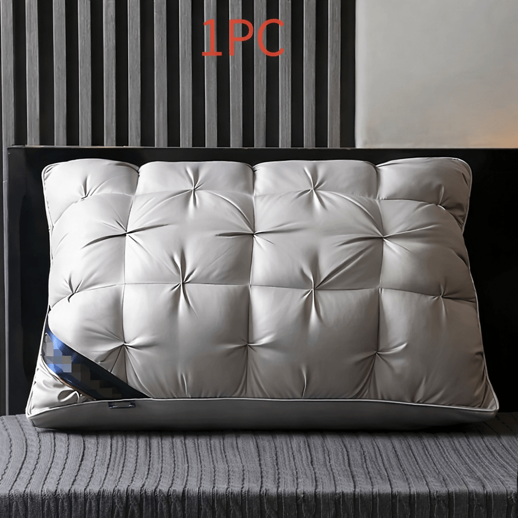 Tufted Bed Pillow in White or Grey with 1-, 2- and 4-Piece Checkout Options and Zipper Detail