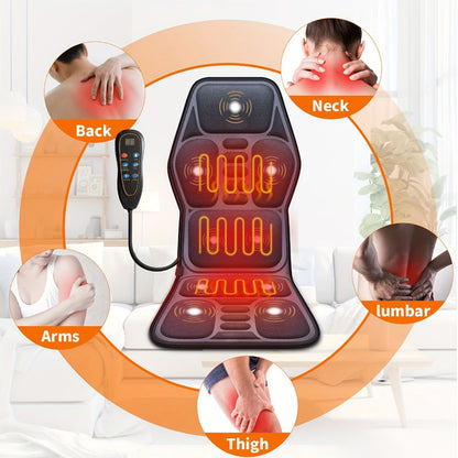 Massage Seat Cushion with Heat 9 Vibration Motors Triple Heating Pad Lumbar Traction Full Body Massager for Home or Salon Spa Use