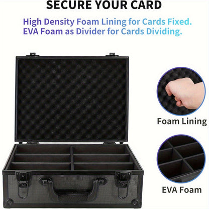 Trading Card Storage Box for 3x4 Top Loads 35pt Rigid Cards Holds 600 Plus – Sports Card Organizer Case with Lock for Pokemon Baseball