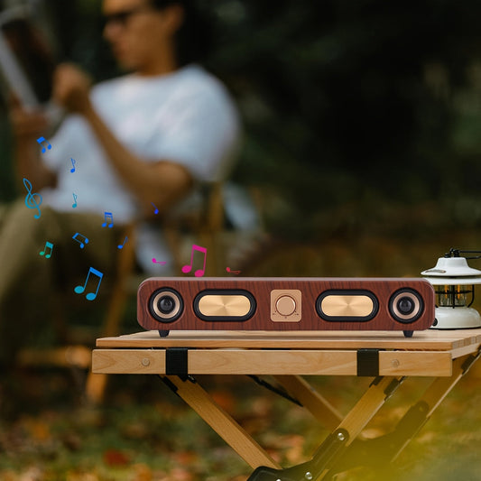 Classic Vintage 10W Bluetooth Desktop Soundbar with Dual 2-Inch Speakers, USB & 3.5mm AUX & TF Card Input